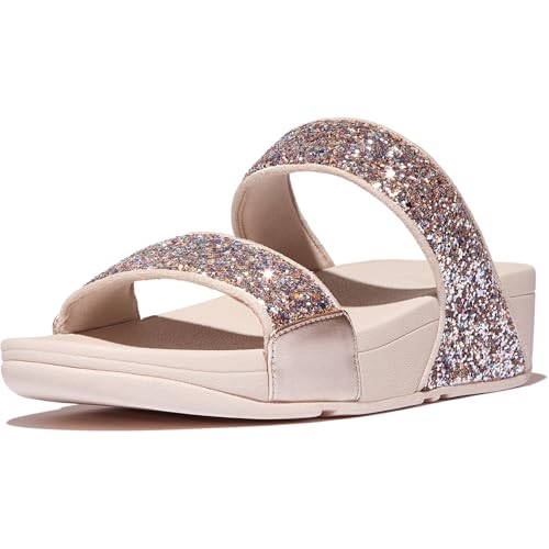 Image of FitFlop Women's Lulu Multi-Tonal Glitter Slides | Padded Slip-On Sandals w / Ergonomic Triple-Density Microwobbleboard Midsole
