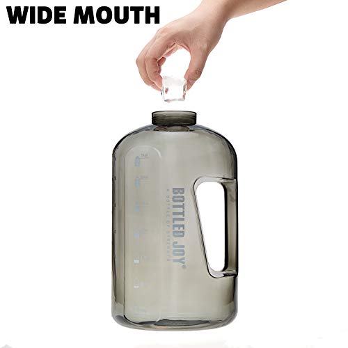 1 Gallon Water Jug With Flip-Top Lid And Handle Strap, Leak-Proof Bpa Free Reusable Time Marker Reminder Large Capacity Wide Mouth Gallon Water Bottle For Outdoor Sports Gym Hiking Black 128Oz #TOP3