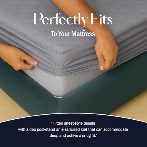 Image of TAG 24 Waterproof Cotton Quilted Mattress Protector Breathable Hypoallergenic Noiseless Ultra Soft Fitted Bed Cover 72x72 inch (72x72 inch | 6x6 ft, Grey)