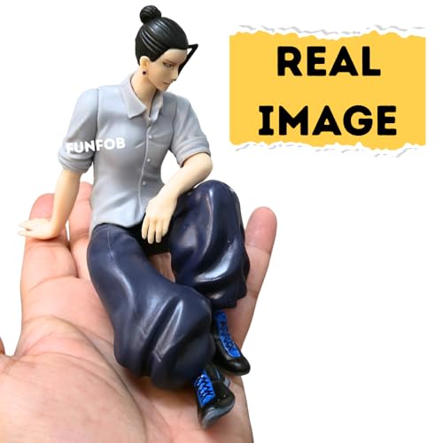 Image of FUNFOB Geto Action Figure Height-11.5cm Collectible for Anime Fans PVC Multicolour | Geto Sitting Grey Shirt