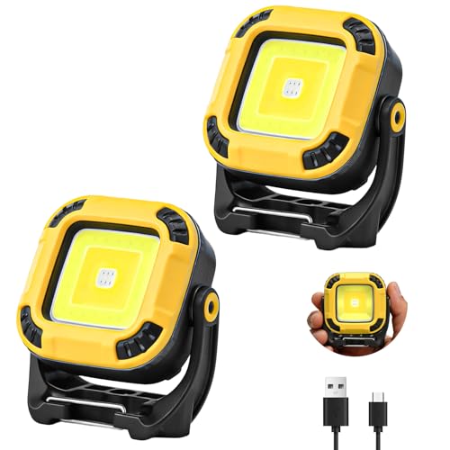 2 Pack Rechargeable Work Light, 1100LM Magnetic Light with Strong