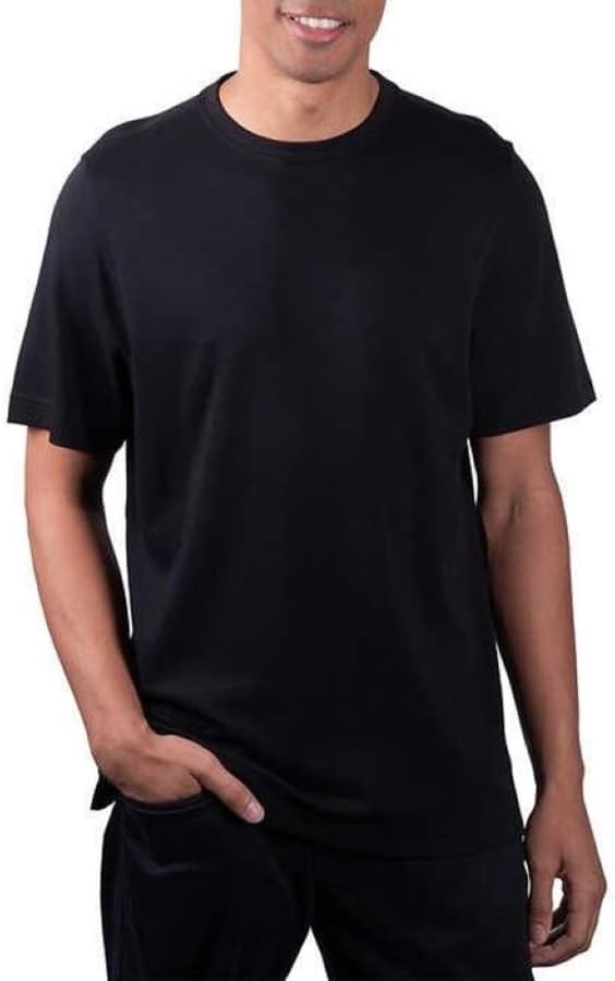 Kirkland Mens Crew Neck White T-Shirts Pack of 6, Black, XL