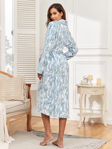Image of RONGTAI Womens Bathrobe Ladies Fleece Plush Warm Long Robes Fleece Nightgown Sleepwear