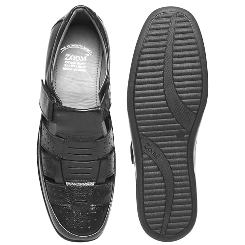 Image of Zoom Shoes Genuine Tinted Leather Casual Sandal For Men ZA-2337 | Comfortable /Ventilated Sandal With Anti-Slip Technology, Flexible Sole And Memory Cushion Padded Insole