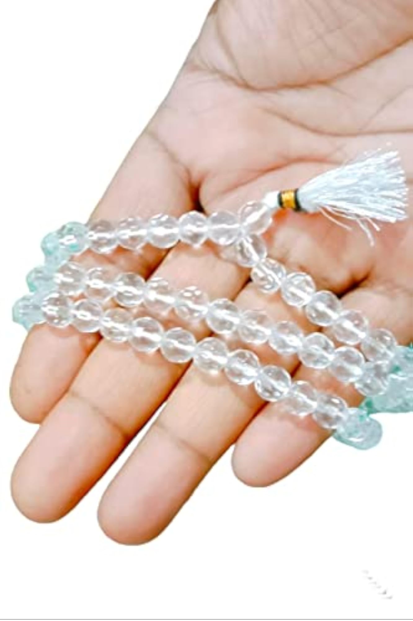 Sphatik Crystal Mala Necklace, 100% Diamond Cut