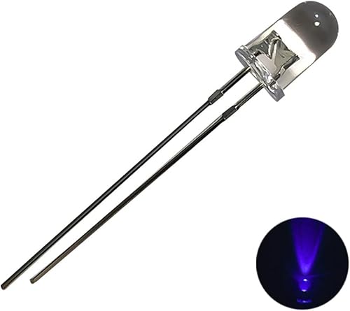 100 luces de diodo LED UV púrpura de 0.197 in (violeta transparente redondo transparente DC 3 V 20 mA) iluminación brillante bombillas lámparas