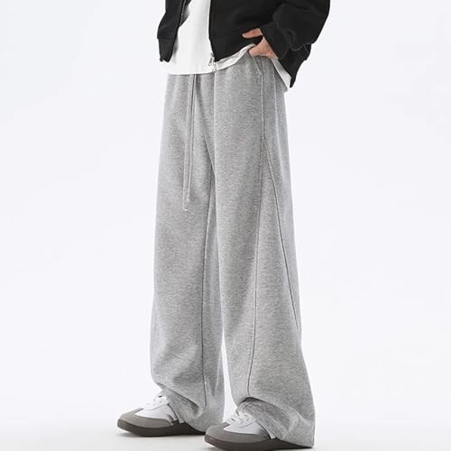 Men's Casual Pants Loose Fit Trousers for Everyday Wear Comfortable Solid Color Wide Leg Long Pants with2