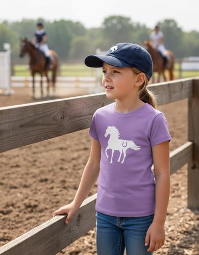 Image of Tstars Fitted Tee for Girls 4th of July Shirt | Patriotic American Cute Kids Heart Graphic Horse T-Shirt