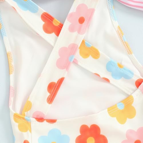 Image of Toddler Kids Girl One Piece Swimsuit Floral Sleeveless Backless Swimwear Bowknot Ruffled Bathing Suit Beachwear