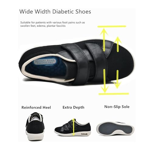 Mens Wide Fit Diabetic Sandals, Orthopedic Adjustable Swollen Feet Non-Slip Diabetic Shoes for Men, Casual Fattening and Widening Plantar Fasciitis Sneakers, for Foot and Heel Pain Relief4