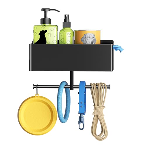 Dog Leash Holder for Wall, Dog Leash Hooks, Leashes Hangers for Pet Stuff Organizer, Dogs Leashes Shelf Organizer, Key Holder Wall Mount, Dog Accessory Storage Rack for Pet Collar, Poop Bag, Toy, Mail - Image 3