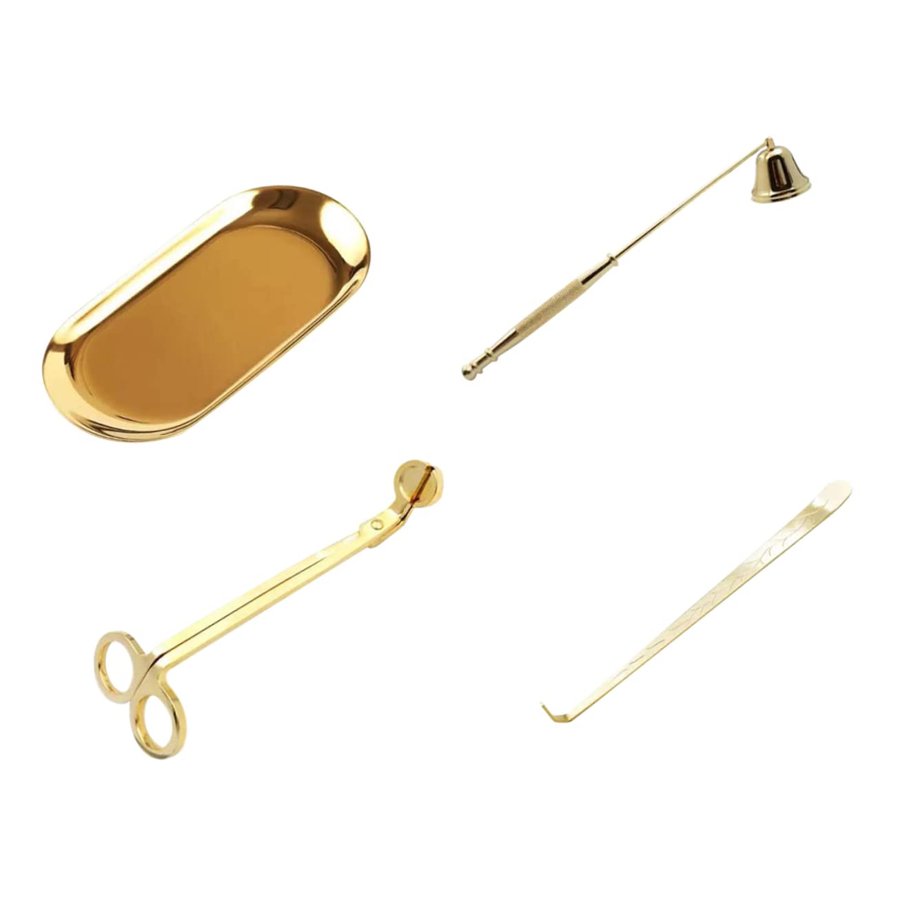 Set Accessori Candela in Acciaio Inox, 4 Pezzi, Oro