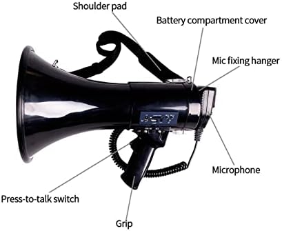 Megaphones Portable Megaphone 50 Watt Power Megaphone Speaker Bullhorn Voice and Siren Alarm Modes with Volume Control and Great for Outdoor Announcements Amplifiers