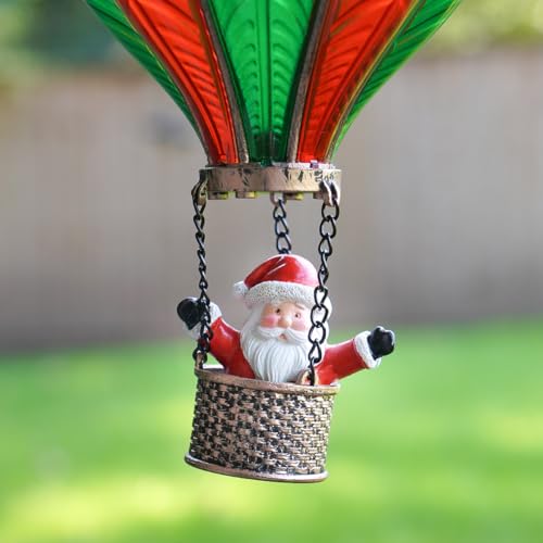 Festive Lights - 45cm Battery Power Red & Green Christmas Santa Claus Cool Fiesta Realistic Flame Indoor Hanging SMD LED Hot Air Balloon Lantern - Multicoloured Glass Effect Flaming Light with Handle - Image 7