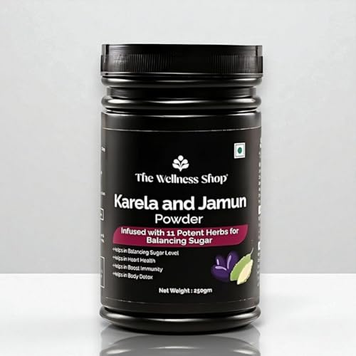 Image of The Wellness Shop Karela & Jamun Diabetes Care Powder- 250g | Support Metabolism & Detox | Natural Herbal Blend for Blood Sugar Control & Reduce Bad Cholesterol, Men & Women, Pack of 1