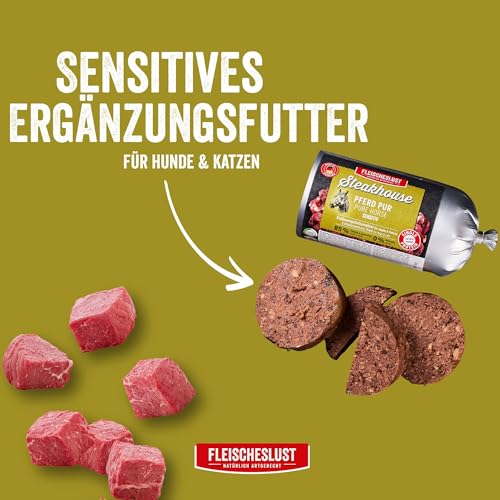 Steakhouse Pferd pur (14x500g), Nassfutter für Hunde & Katzen, sensitives Ergänzungsfutter, Monoprotein, getreidefrei, 14x Wurst von Fleischeslust