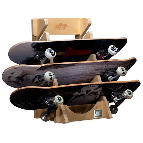 Eco Sk8 Stands Support de sol pour skateboard – Étagère minimaliste en bois à quatre couches sans perçage, sans vis, facile à assembler pour les...