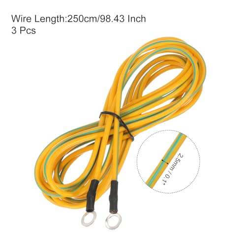 Image of MECCANIXITY ESD Grounding Cable Cord 250cm /98.43 Inch Long,Anti-Static Ground Wire Cable for Eliminate Conductor Electrostatic, Pack of 3(Yellow,Green)