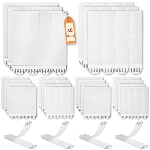 48 Paires (96 Bandes) Languette Accroche Tableau Sans Percer, Attache Cadre Adhésif, 9.3cm Languette Adhesif Mural, Fixation Murale Sans Percer pour Accroche Cadre, Art Mural1