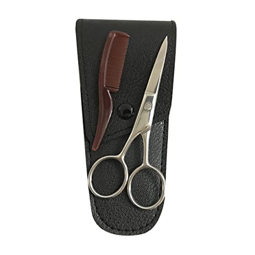 Mikinona 2-in-1 Eyebrow Scissors Set Beard Trimmer Stainless Steel Shears Precision Cutting for Barbershop Home Use