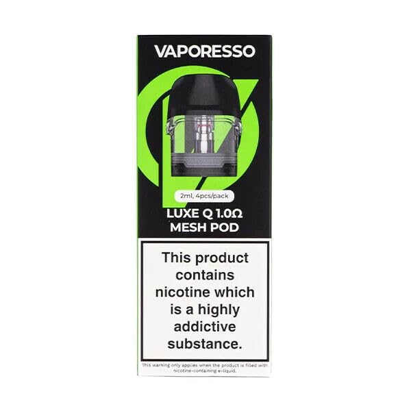 Vaporesso LUXE Q Replacement Pods - 4PK 2ml Pods for LUXE Q & Q2 Kit - No Nicotine (1.00ohm)