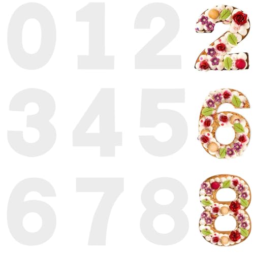9 Pcs Números de 0 a 8 Moldes para Tartas,Moldes en Forma de Números Molde De Números Grandes Pasteles Molde para Tartas con Número para Aniversario,Bodas,Cumpleaños (10 Pulgadas)