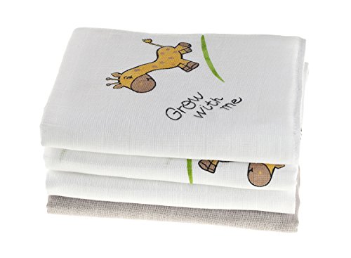 Couches hydrophiles bébé 80x80 : lot de 4 langes absorbants coton blanc taupe