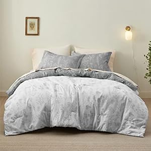 Bedsure Full Comforter Set - Grey Bed Set, 3 Pieces Cute Floral Bedding, 1 Soft Reversible Botanical Flowers Comforter and 2 Pillow Shams Bedsure Full Comforter Set Grey Bed Set 3 Pieces Cute Floral Bedding 1 Soft Reversible Botanical Flowers Comforter and 2 Pillow Shams