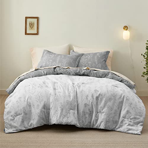 Bedsure-Full-Comforter-Set-Grey-Bed-Set-3-Pieces-Cute-Floral-Bedding-1-Soft-Reversible-Botanical-Flowers-Comforter-and-2-Pillow-Shams Bedsure Full Comforter Set Grey Bed Set 3 Pieces Cute Floral Bedding 1 Soft Reversible Botanical Flowers Comforter and 2 Pillow Shams