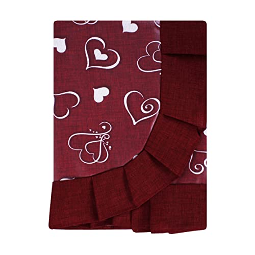 SaRani Tovaglia Tavola Copritavola Plastificata Cerata Loneta Antimacchia Cucina Sala Fantasia Cuore Balza 6 posti e 12 posti (6 posti, Bordeaux)
