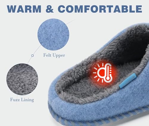 Image of KuaiLu Womens Supportive Memory Foam Slippers Felt Fuzzy Lined Heel Cushion Lightweight House Shoes for Indoor Outdoor