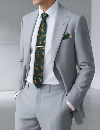 Image of DiBanGu Silk Floral Ties for Men Woven Paisley Necktie