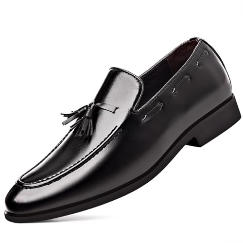 Men's Fashion Tassels Loafers Leather Penny Formal Business Casual Slip On Dress Shoes for Mens