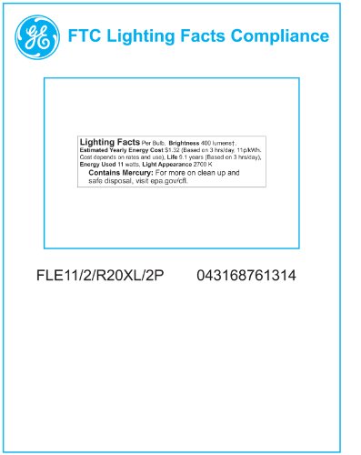 Ge 76131 Energy Smart 11-Watt Indoor Floodlight Compact Fluorescent Bulb, 2-Pack #TOP3