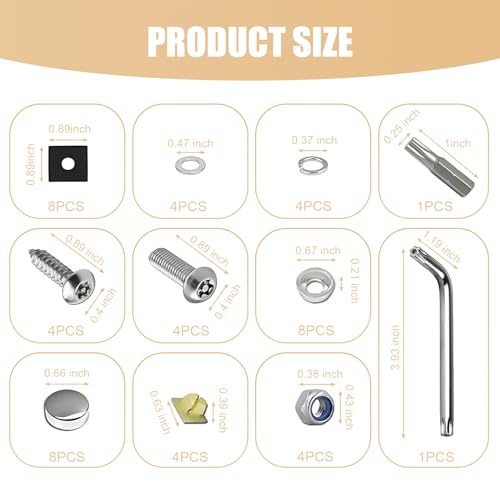 Tesnaao Pack-43 Car License Plate Screw Kit, Stainless Steel Anti-Theft License Plate Frame Mounting Accessories, Anti-Vibration and Anti-Noise Bolt Fastening Set, Universal for Most Cars (Silver)