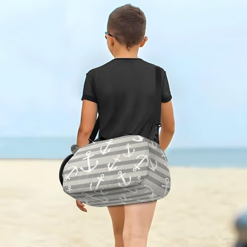 Duffle Bag for Boys or Girls with Shoes Compartment, Striped Background Navigation Sports Travel Bag Overnight4