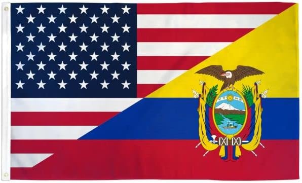 H&G Studio Bandera combinada de Estados Unidos y Ecuador de 3 x 5 pies, bandera patriótica para decoración del hogar, bandera para interiores y