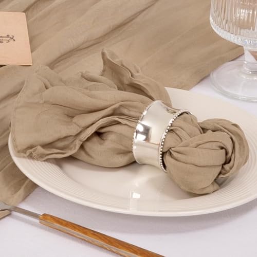 Image of MLMC 24 Pack Nude Cheesecloth Napkins Boho Rustic Gauze Cloth Napkins Washable 21 inchx21 inch for Wedding Bridal Shower Birthday Anniversary Dinner Decor