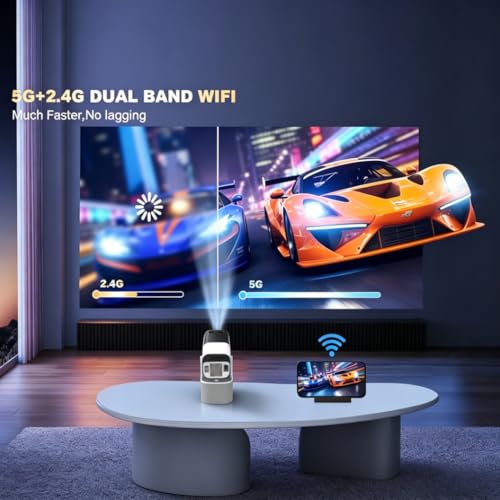 JY320 KTV Portable Projector, 4K Supported Mini Projector with 2 Wireless Microphones, WiFi6, Bluetooth, 180° Rotatable, 200 ANSI Lumens Home Theater Projector for Indoor Outdoor Karaoke Movie Night — view 6
