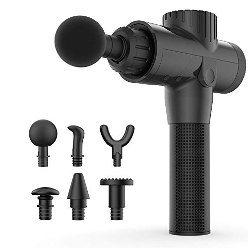 Masaje Pistola, Handheld sin Cuerda de Tejido Profundo y Massager del músculo, percusión Masaje Dispositivo Que disponga de Quiet Glide, 6 Velocidad 6 Masajes(Negro)