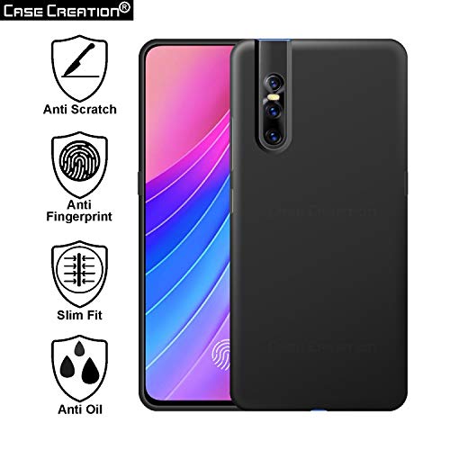 Image of Case Creation Luxurious OG Series for Vivo V15 Pro Case Cover,Anti-Dirty Slim Case Frosted Matte Cute Candy TPU Raised Bezel (Splash of Color) Back Cover for Vivo V15 Pro -Black