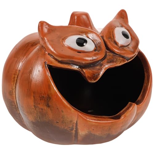 Cabilock Halloween Pumpkin Candle Holder, Ceramic Jack O Lantern Votive Tealight Holders Spooky Candlestick Figurine for Reptile Hide Fish Tank Aquarium Ornament
