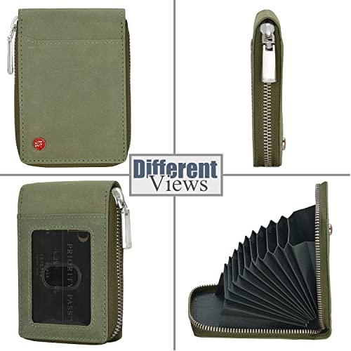 Steve RFID Blocking Leather Wallet for Men | Vertical Credit Debit Card Holder, Zip Around Wallet (Green)4