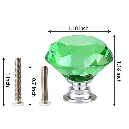 Anjuu 12 Pcs 30Mm Diamond Shape Crystal Glass Cabinet Knobs With Screws Drawer Knob Pull Handle Used For Kitchen, Dresser, Door, Cupboard (Green) #TOP1