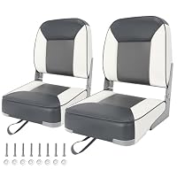 Bootssitze 2er-Pack, klappbarer Bootssitz zum Angeln, wasserdichter Kapitänsstuhl, Bootssitz 2er-Pack, geeignet für Jon/Ponton/Kanu/Bass Tracker-Bootssitze – EINZIGARTIGES Farbdesign (Grau/Weiß)
