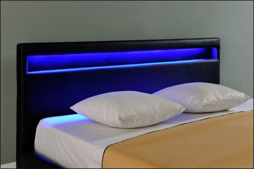 Bed Parijs met LED-verlichting bedbodem 160x200 cm zwart - Image 7