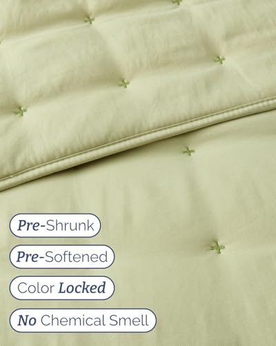 Image of Quilts Queen Size - Bedspread for Queen Size - Lightweight Comforter Set - Quilt Bedding Set for All-Seasons - Soft, Breathable & Comfy - Summer Coverlet with 2 Pillow Shams - 90 inch x 96 inch, Sage Green