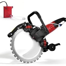 16" Electric Concrete Saw, 5000W 2200RPM Circular Saw Cutter with 12" Max Cutting Depth, Wet Disk Cutter Incl Diamond Blade, Water Pump