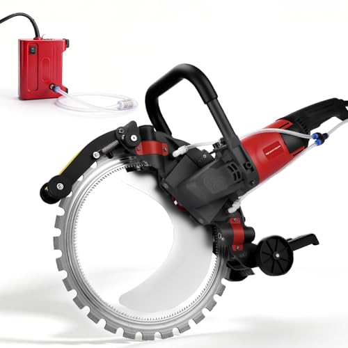 16" Electric Concrete Saw, 5000W 2200RPM Circular Saw Cutter with 12" Max Cutting Depth, Wet Disk Cutter Incl Diamond Blade, Water Pump