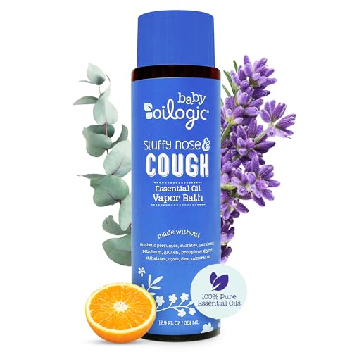 Image of Oilogic Stuffy Nose & Cough Essential Oil Vapor Bath for Babies & Toddlers - Gentle Baby Bath Essentials – Pediatrician-Tested & Safe for Babies, 12.9 Fl Oz